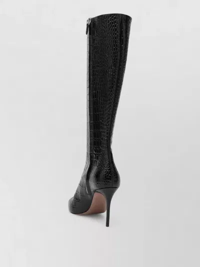 Paris Texas Vera 85 Charcoal Crocodile-effect Leather Boots In Black