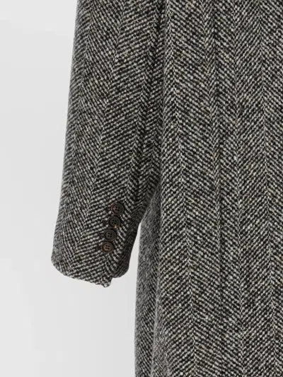 Brunello Cucinelli Double-breasted Herringbone Wool Coat With Sequins