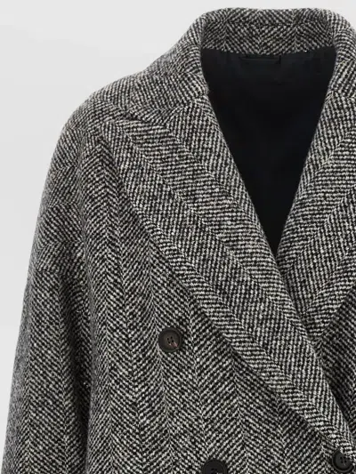 Brunello Cucinelli Double-breasted Herringbone Wool Coat With Sequins
