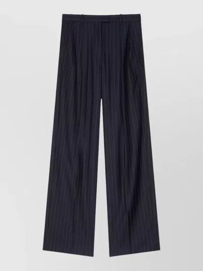 Givenchy Double Pleat Striped Pants In Wool In Blue