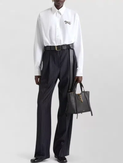 Givenchy Double Pleat Striped Pants In Wool In Blue