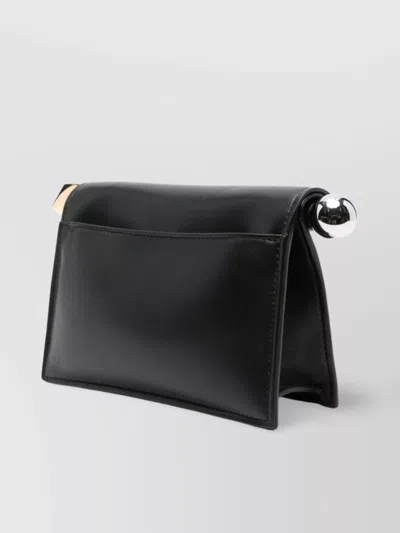 Jacquemus Rectangular Lamb Leather Clutch With Rolled Handle In Black