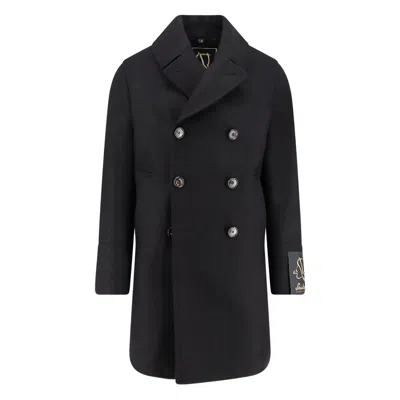 Sealup Double-breasted Wool Coat In Black