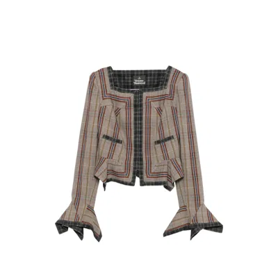 Vivienne Westwood Dandy Double-breasted Check Jacket In Grey