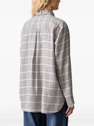 Munthe Check-pattern Pussy-bow Blouse In Neutrals