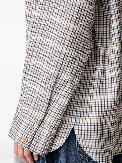 Munthe Check-pattern Pussy-bow Blouse In Neutrals