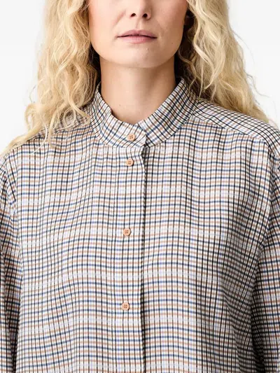 Munthe Check-pattern Pussy-bow Blouse In Neutrals