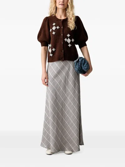 Munthe Check-pattern Flared Maxi Skirt In Neutrals