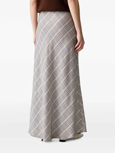 Munthe Check-pattern Flared Maxi Skirt In Neutrals