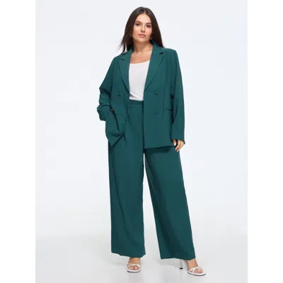 Bloomchic Lapel Collar Double‑breasted Blazer In Cyan