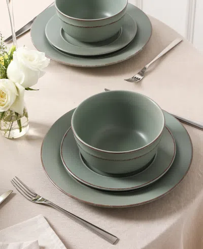 Earth & Clay Hazel 12pc Stoneware Dinnerware Set In Blue