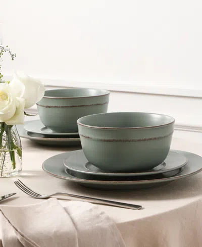 Earth & Clay Hazel 12pc Stoneware Dinnerware Set In Blue