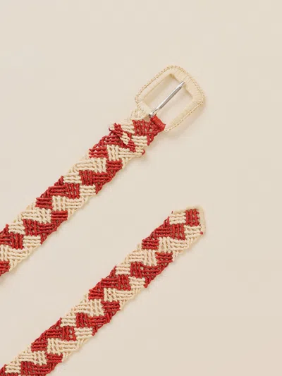 Faherty Raffia Belt In Natural Brick