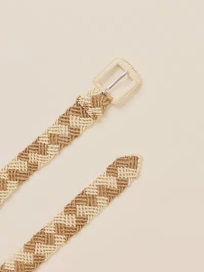 Faherty Raffia Belt In Natural Brown