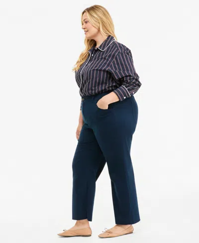 On 34th Plus Size Raw-hem Straight-leg Pants, Macy's Exclusive In Basic Navy
