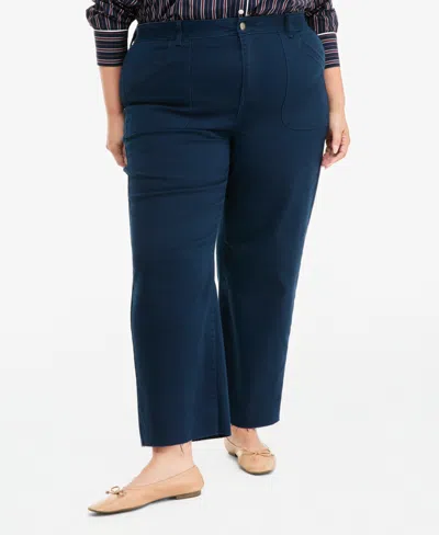 On 34th Plus Size Raw-hem Straight-leg Pants, Macy's Exclusive In Basic Navy