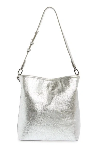 Brahmin Celina Metallic Leather Bag In Silver Duchess