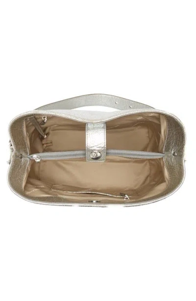 Brahmin Celina Metallic Leather Bag In Silver Duchess