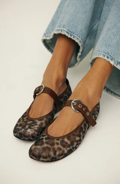 Reformation Bethany Ballet Flat In Leopard Mesh