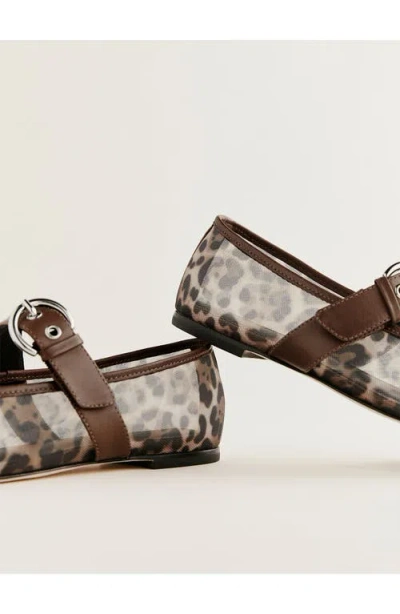 Reformation Bethany Ballet Flat In Leopard Mesh