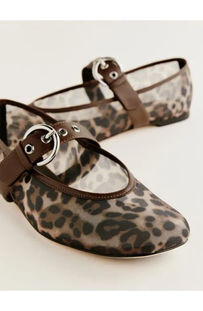 Reformation Bethany Ballet Flat In Leopard Mesh
