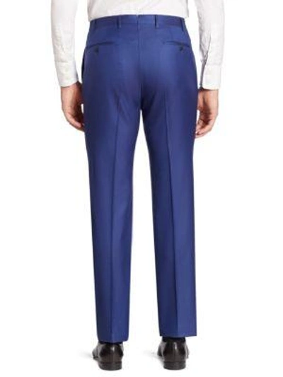 Shop Corneliani Men's Solid Straight-leg Wool Pants In Blue