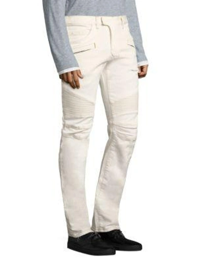 Shop Balmain Slim-fit Biker Jeans In White