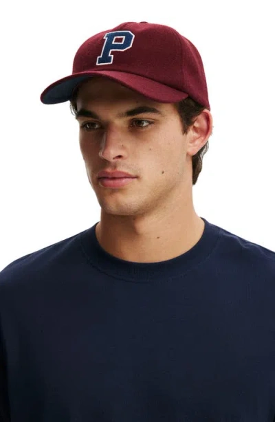 Cotton On 5 Panel Hat In Burgundy