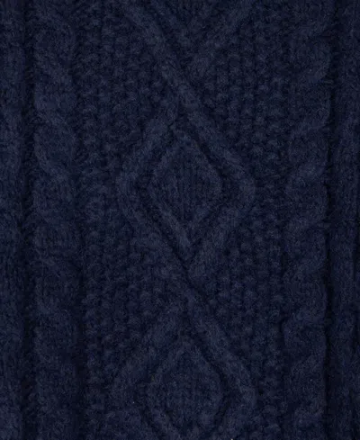 Ralph Lauren Cable-knit Button Accent Poncho In Navy