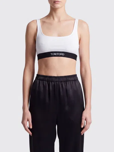 Tom Ford White Bralette With Contrasting Logo Print In Modal Stretch Woman In White