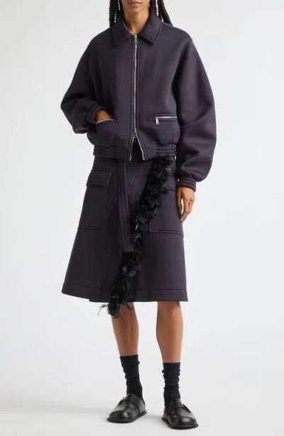 Plan C Viscose Knit Zip Jacket In Black