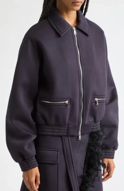 Plan C Viscose Knit Zip Jacket In Black