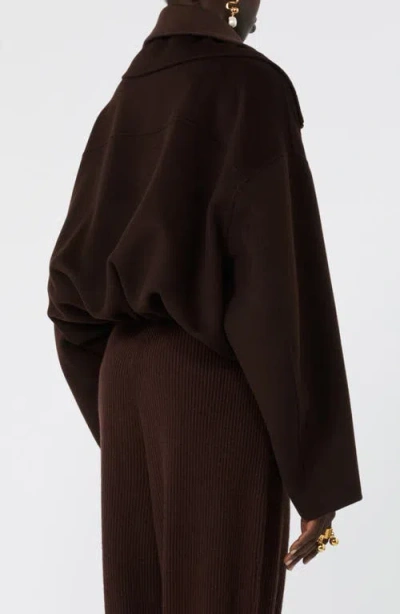 Sportmax Pure Wool Bomber Jacket With Removable Front Insert In Brown