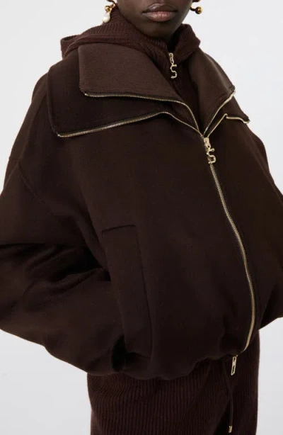 Sportmax Pure Wool Bomber Jacket With Removable Front Insert In Brown