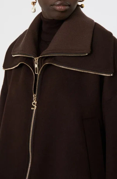 Sportmax Pure Wool Bomber Jacket With Removable Front Insert In Brown