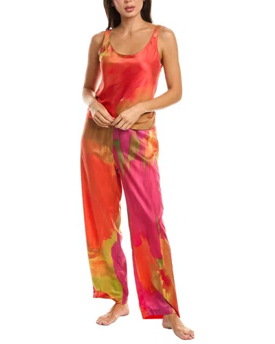 Natori 2pc Pajama Pant Set In Red
