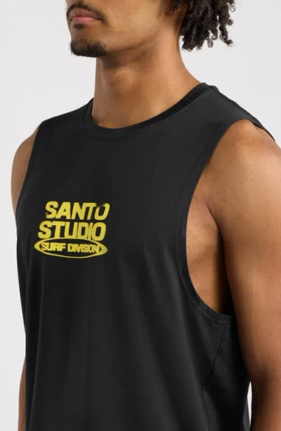 Santo Studio Surf Division Performance Graphic Tank In Black