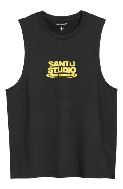 Santo Studio Surf Division Performance Graphic Tank In Black