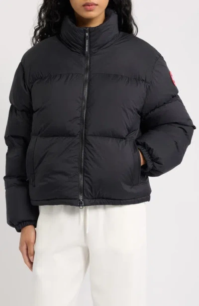 Canada Goose Cropped Puffer Jacket High Neck Hem Drawstring In Black - Noir