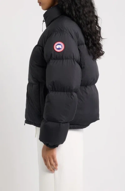 Canada Goose Cropped Puffer Jacket High Neck Hem Drawstring In Black - Noir