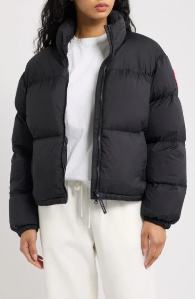 Canada Goose Cropped Puffer Jacket High Neck Hem Drawstring In Black - Noir