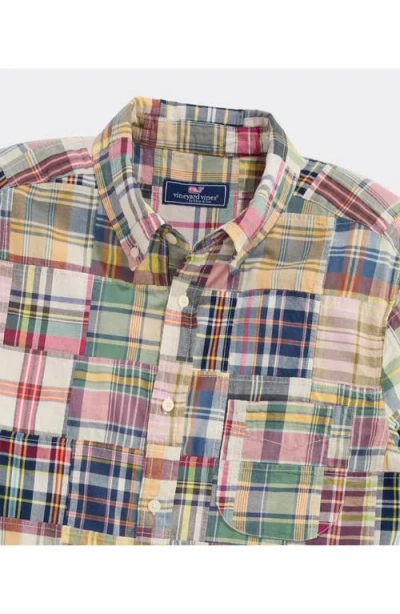 Vineyard Vines Patchwork Madras Button Down Shirt In Brown