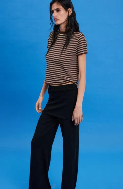 Mango Striped Ribbed Short Sleeve Sweater In Multi