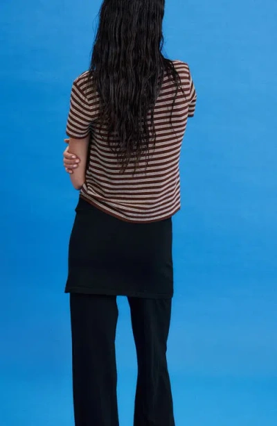 Mango Striped Ribbed Short Sleeve Sweater In Multi