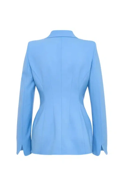 Maison Common Cool Wool Double Breasted Blazer In Blue