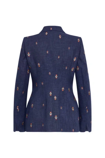 Maison Common Jeans Jacquard Blazer In Multi