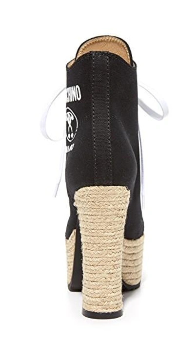 Shop Moschino Laceup Platform Ankle Boots In Черный