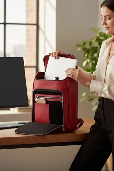 Luis Steven Medium Laptop Pack In Red