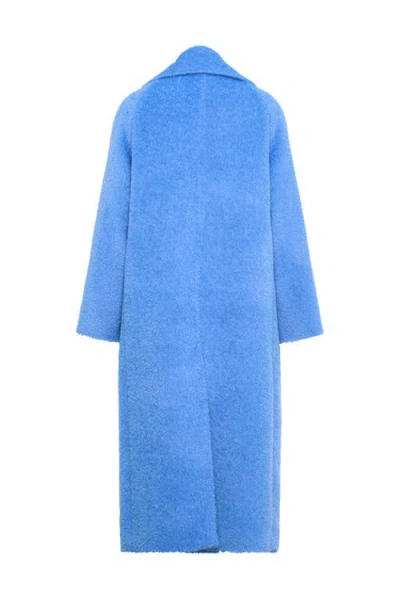 Maison Common Long Alpaca Coat In Blue