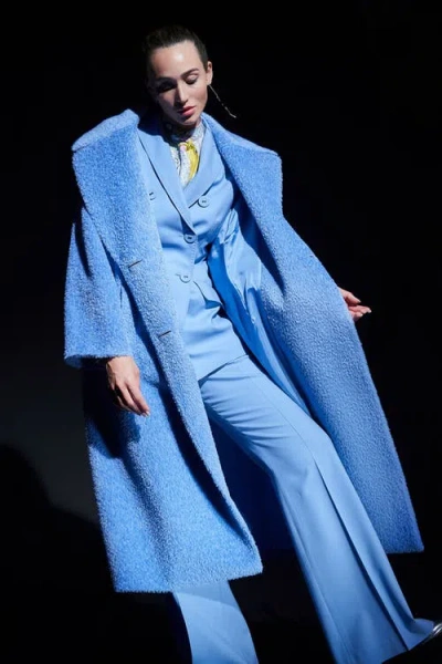Maison Common Long Alpaca Coat In Blue